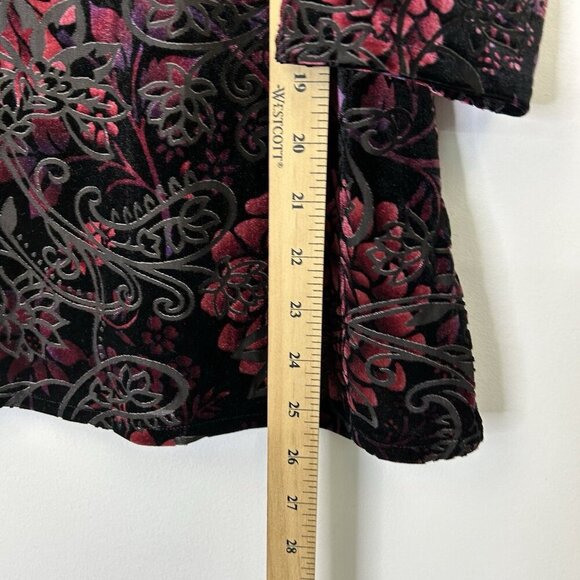 Chicos Velvet Burnout Top Womens Size 2 US Large Black Floral Mock Neck - Picture 6 of 9